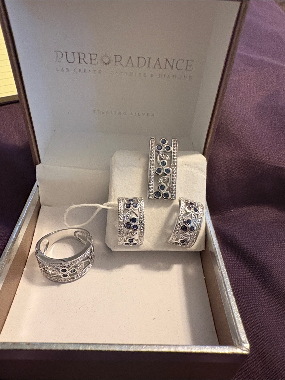 Sterling Silver Blue Sapphire Accent Ring and Earring Set